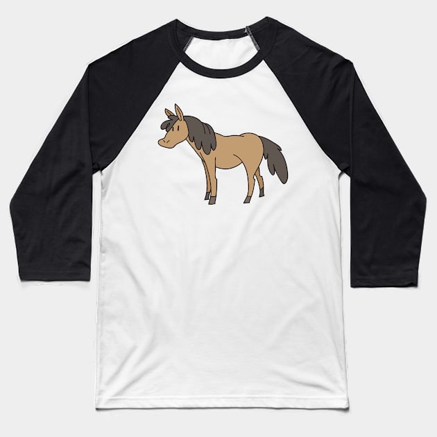 Brown Cartoon Horse Baseball T-Shirt by saradaboru